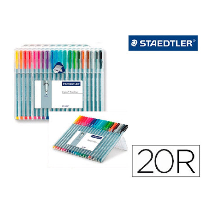 STAEDTLER - Rotulador Staedtler Triplus Fineliner 334 Estuche de 20 Unidades Colores Surtidos