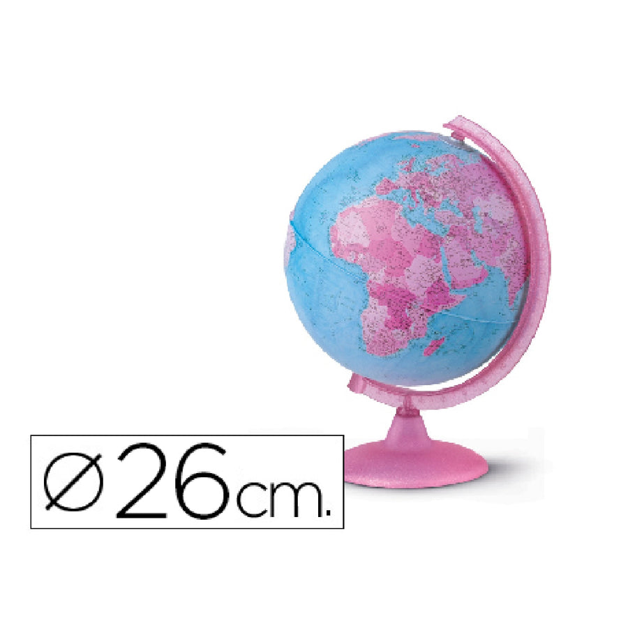 LIDERPAPEL - Globo Terraqueo Con Luz Modelo Pink Diametro 26 cm