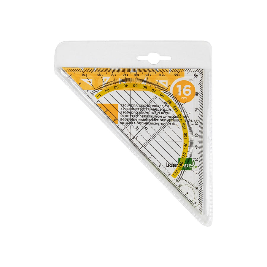 LIDERPAPEL - Escuadra Liderpapel Geometria 16 cm Plastico Cristal