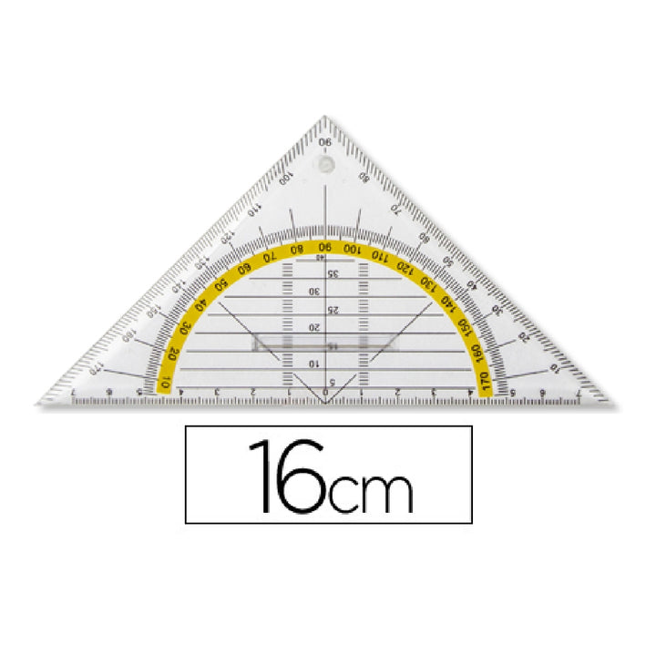 LIDERPAPEL - Escuadra Liderpapel Geometria 16 cm Plastico Cristal Con Pestana de Sujeccion