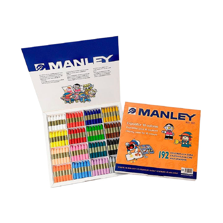 MANLEY - Lapices Cera Manley School Pack de 192 Unidades Colores Surtidos 16 X Color