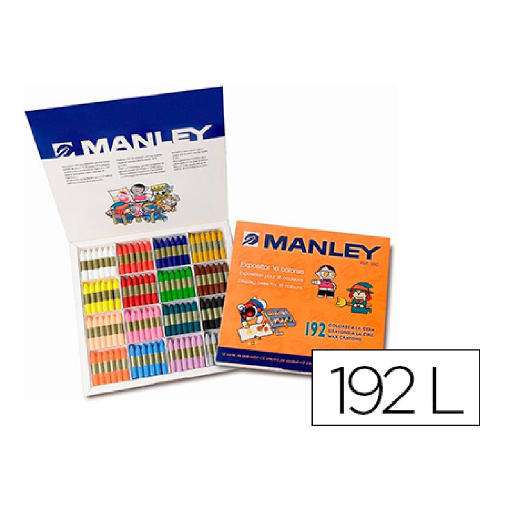 MANLEY - Lapices Cera Manley School Pack de 192 Unidades Colores Surtidos 16 X Color