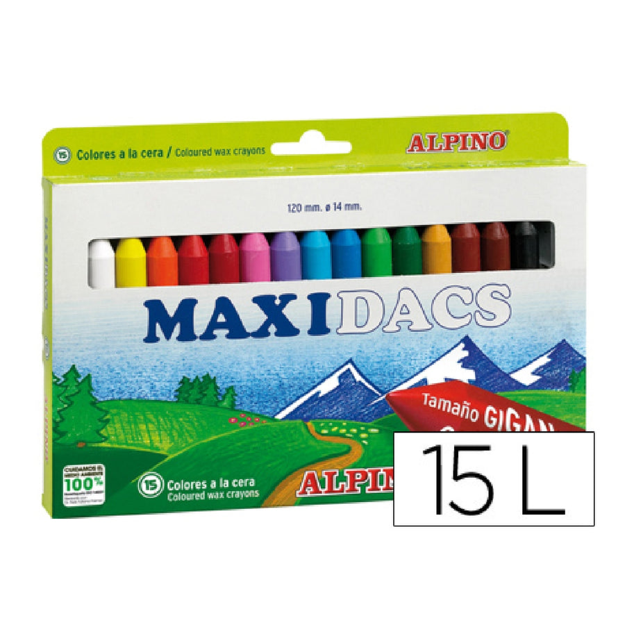 ALPINO - Lapices Cera Alpino Maxidacs Caja de 15 Unidades Colores Surtidos