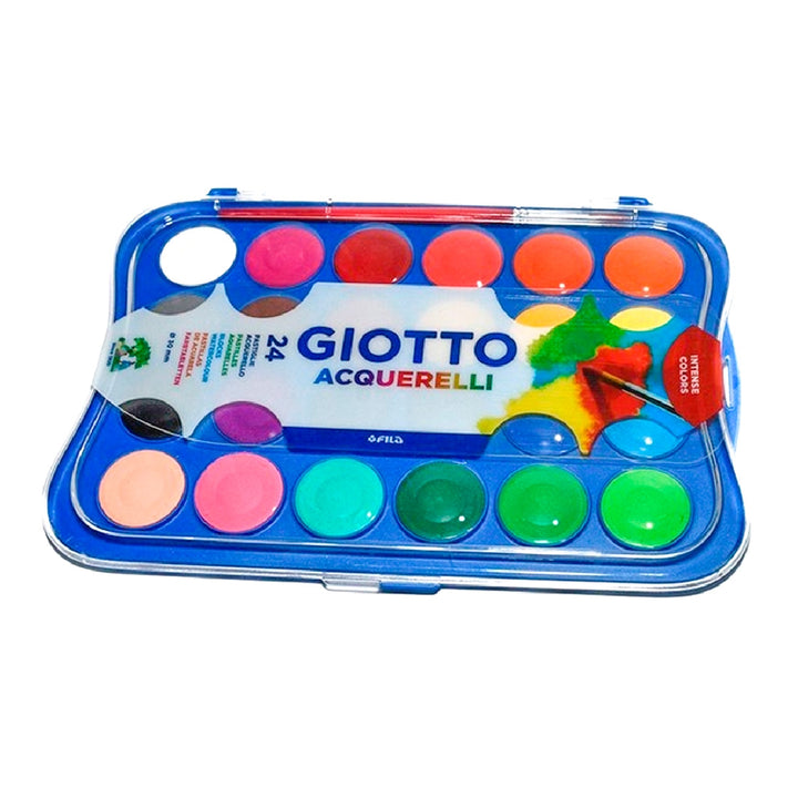GIOTTO - Acuarela Giotto 24 Colores Con Pincel Estuche de Plastico