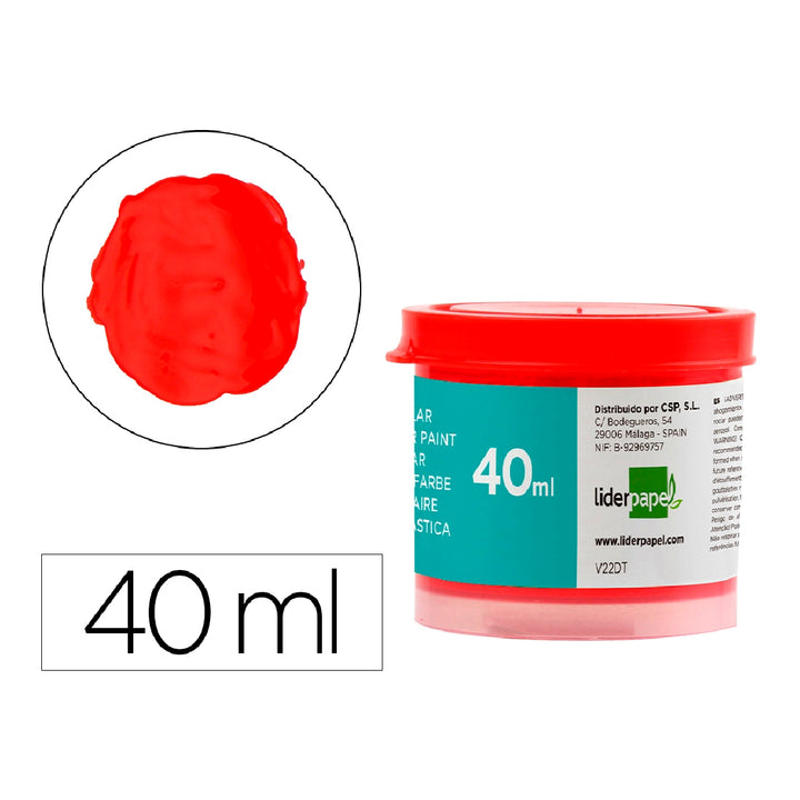 LIDERPAPEL - Tempera Liderpapel Escolar 40 ML Rojo