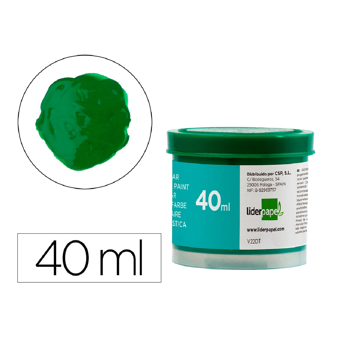 LIDERPAPEL - Tempera Liderpapel Escolar 40 ML Verde