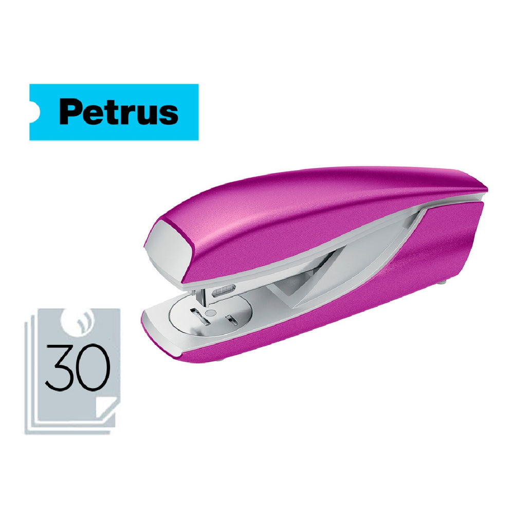 PETRUS - Grapadora Petrus Mod 635 Petrus Wow Purpura Metalizada Capacidad 30 Hojas