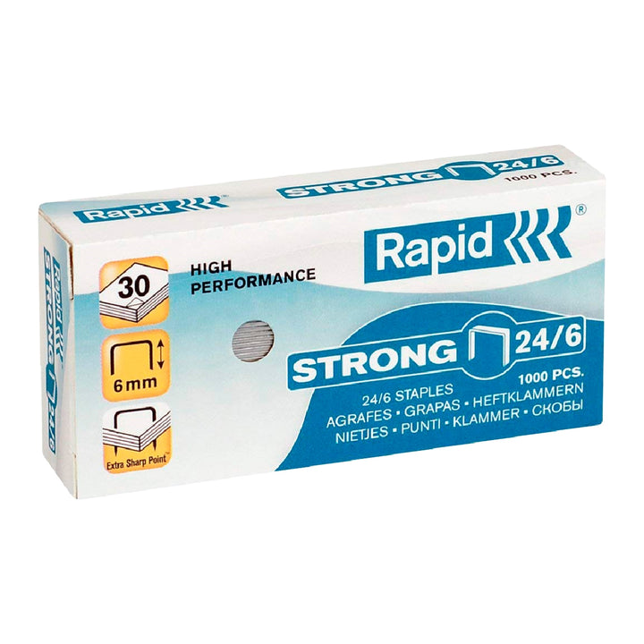 RAPID - Grapas Rapid no24/6 Strong Galvanizadas Caja de 1000 Unidades
