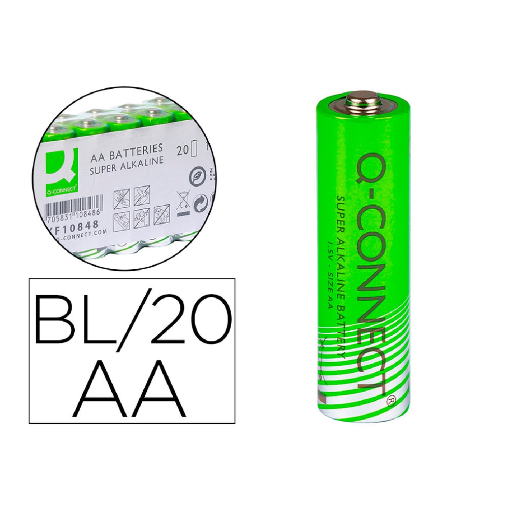 Q-CONNECT - Pila Q-Connect Alcalina AA Paquete Con 20 Unidades