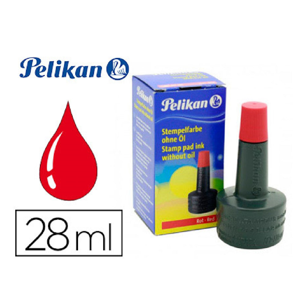 PELIKAN - Tinta Tampon Pelikan Rojo Bote de 28 ML