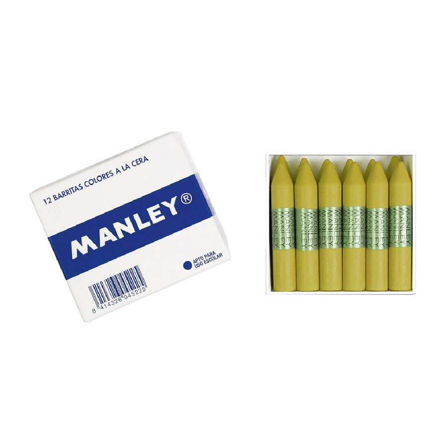 MANLEY - Lapices Cera Manley Unicolor Ocre Madera N.64 Cajade 12 Unidades