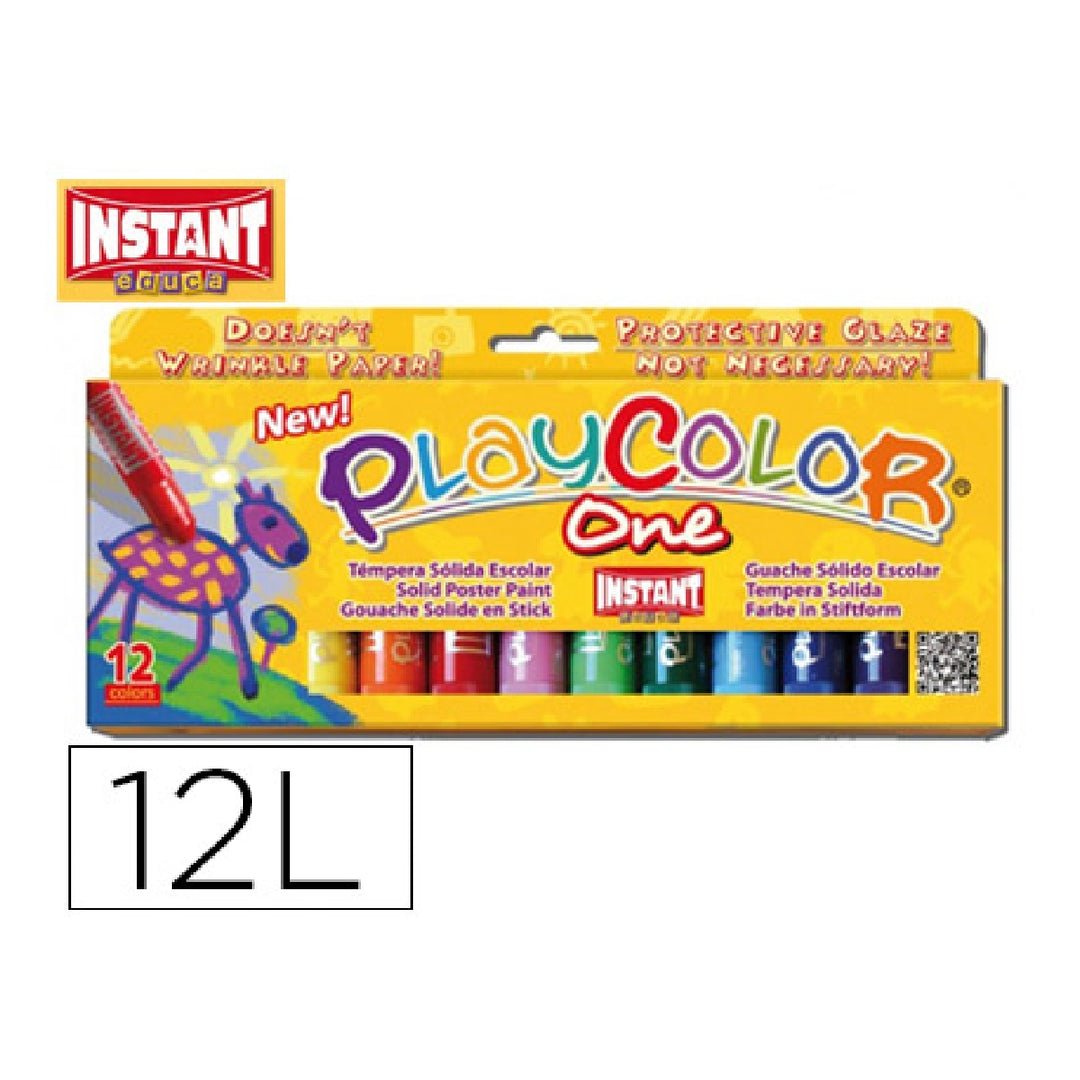 INSTANT - Tempera Solida en Barra Playcolor Escolar Caja de 12 Colores Surtidos