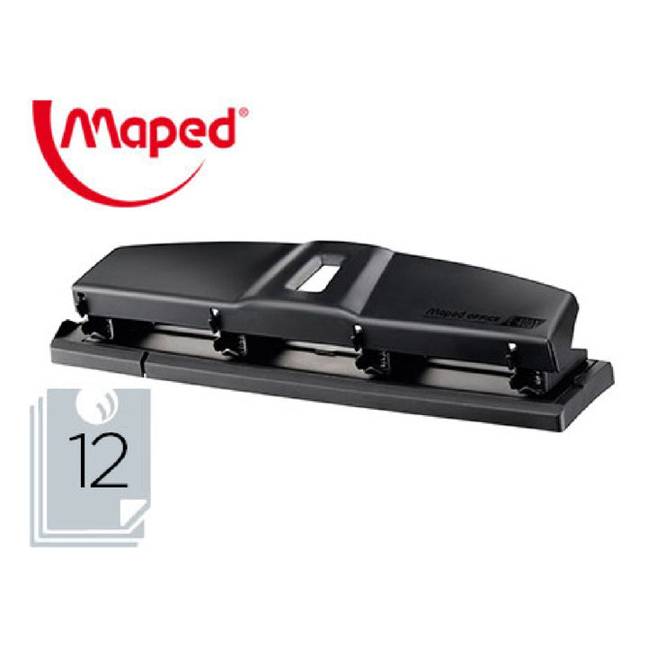 MAPED - Taladrador Maped Essentials Metal 4 Taladros Capacidad 12 Hojas Color Negro