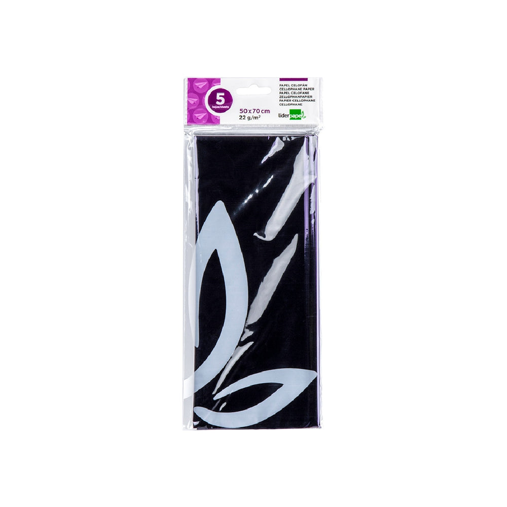 LIDERPAPEL - Papel Celofan Liderpapel 50x70 cm 22g/M2 Bolsa de 5 Hojas Violeta