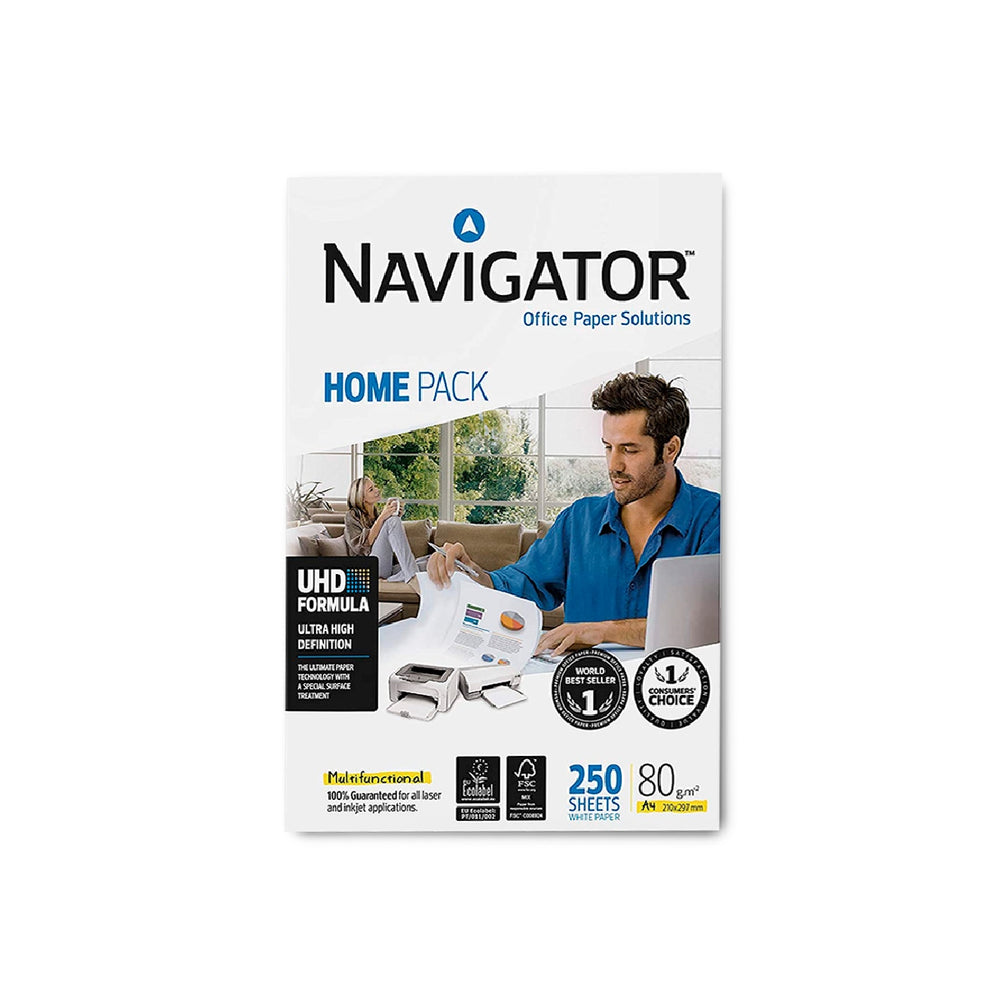 NAVIGATOR - Papel Fotocopiadora Navigator Home Pack Din A4 80 Gramos Paquete de 250 Hojas