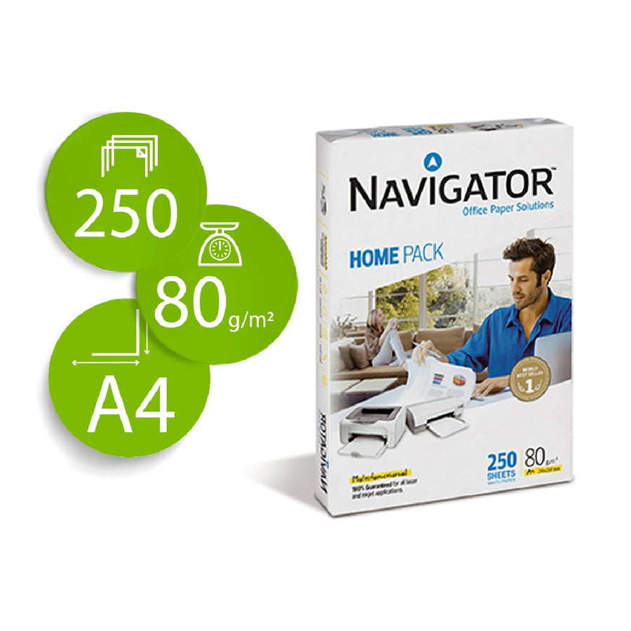 NAVIGATOR - Papel Fotocopiadora Navigator Home Pack Din A4 80 Gramos Paquete de 250 Hojas