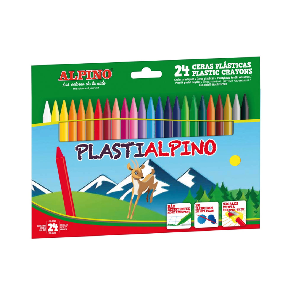 ALPINO - Lapices Cera Alpino Plasti Caja de 24 Unidades Colores Surtidos