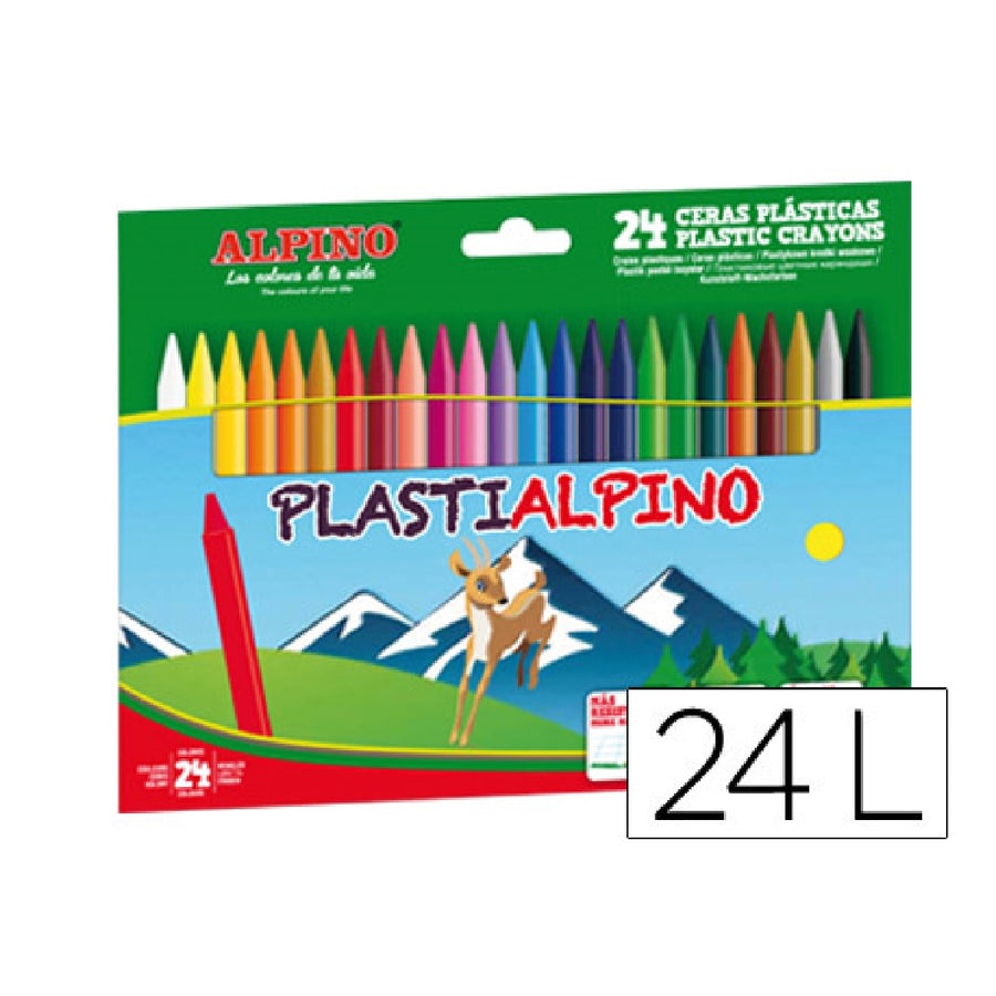 ALPINO - Lapices Cera Alpino Plasti Caja de 24 Unidades Colores Surtidos