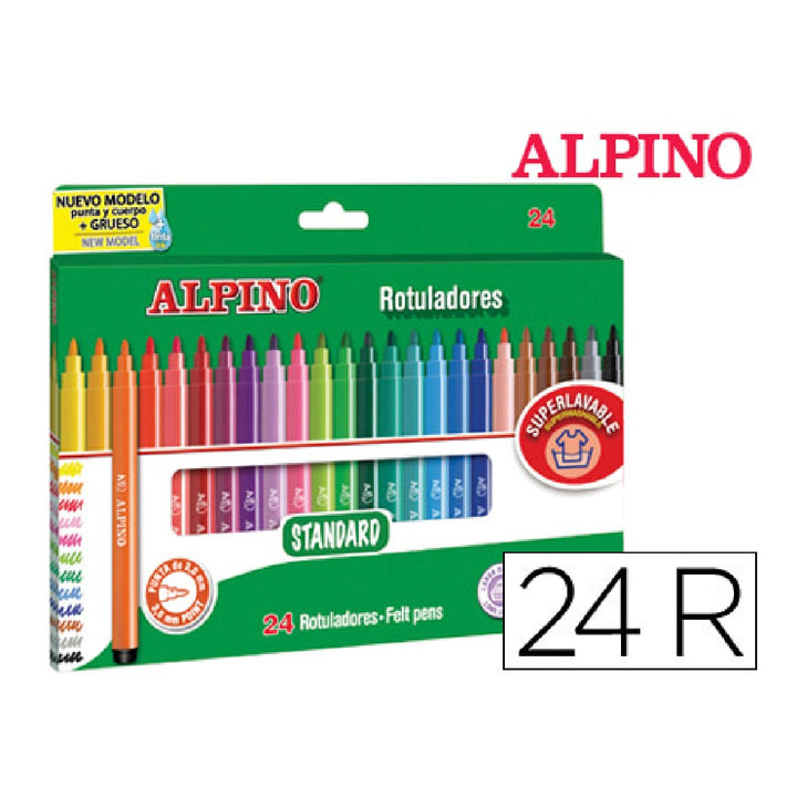 ALPINO - Rotulador Alpino Standard Caja de 24 Colores Surtidos