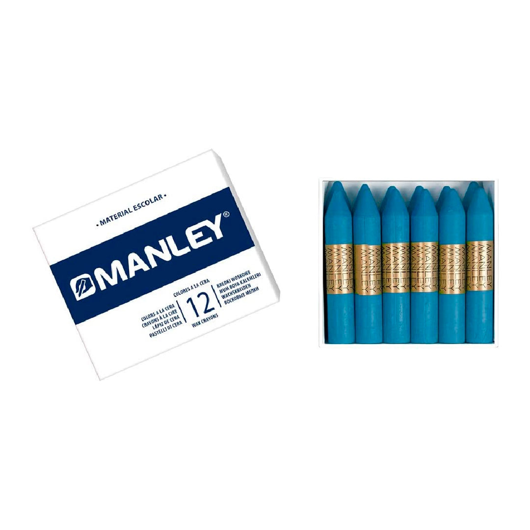 MANLEY - Lapices Cera Manley Unicolor Azul Cobalto N.20 Caja de 12 Unidades