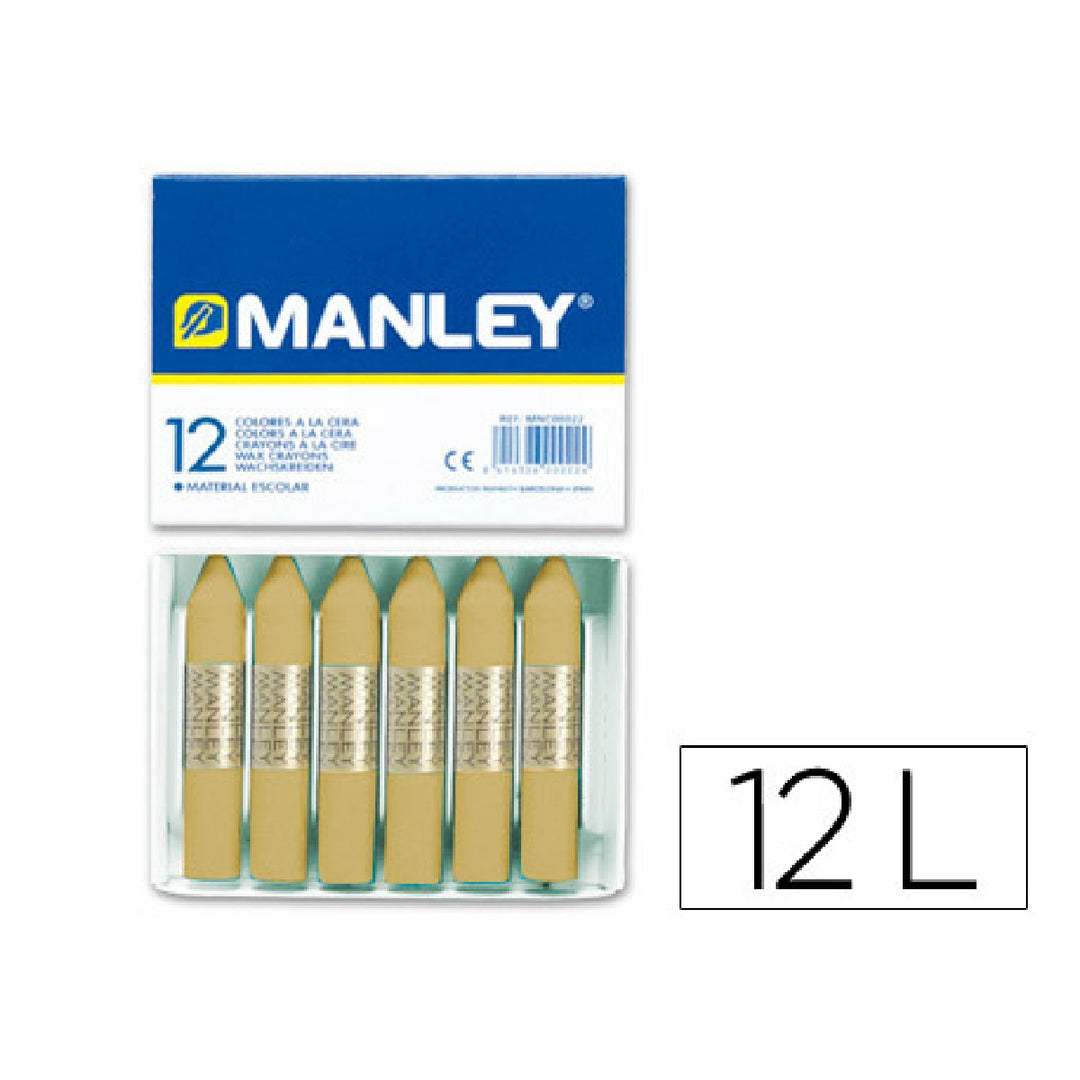 MANLEY - Lapices Cera Manley Unicolor Tierra Sombra Natural N.67 Caja de 12 Unidades