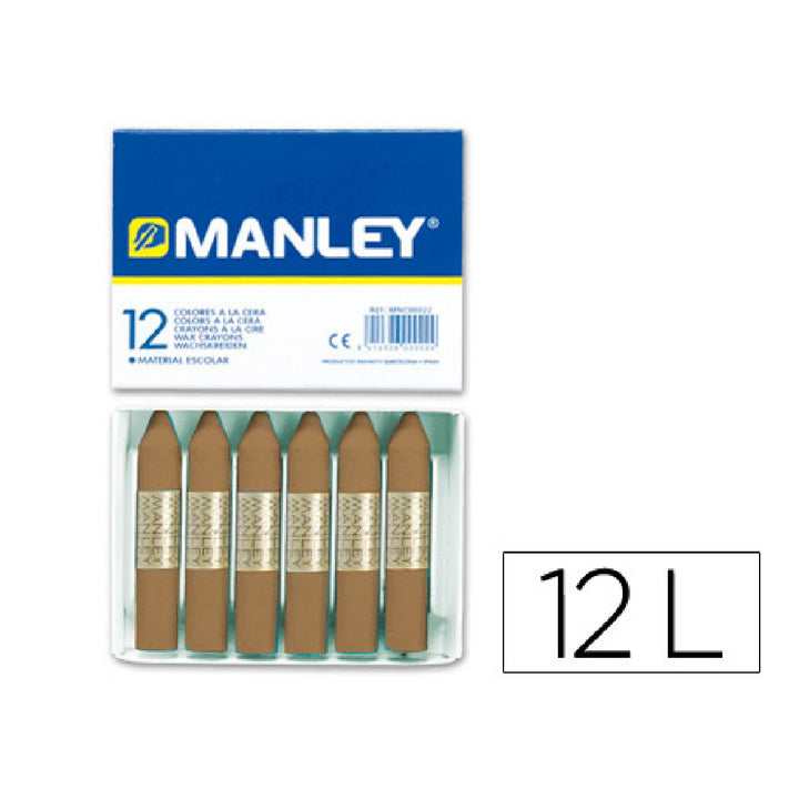 MANLEY - Lapices Cera Manley Unicolor Tierra Sombra Tostado N.68 Caja de 12 Unidades