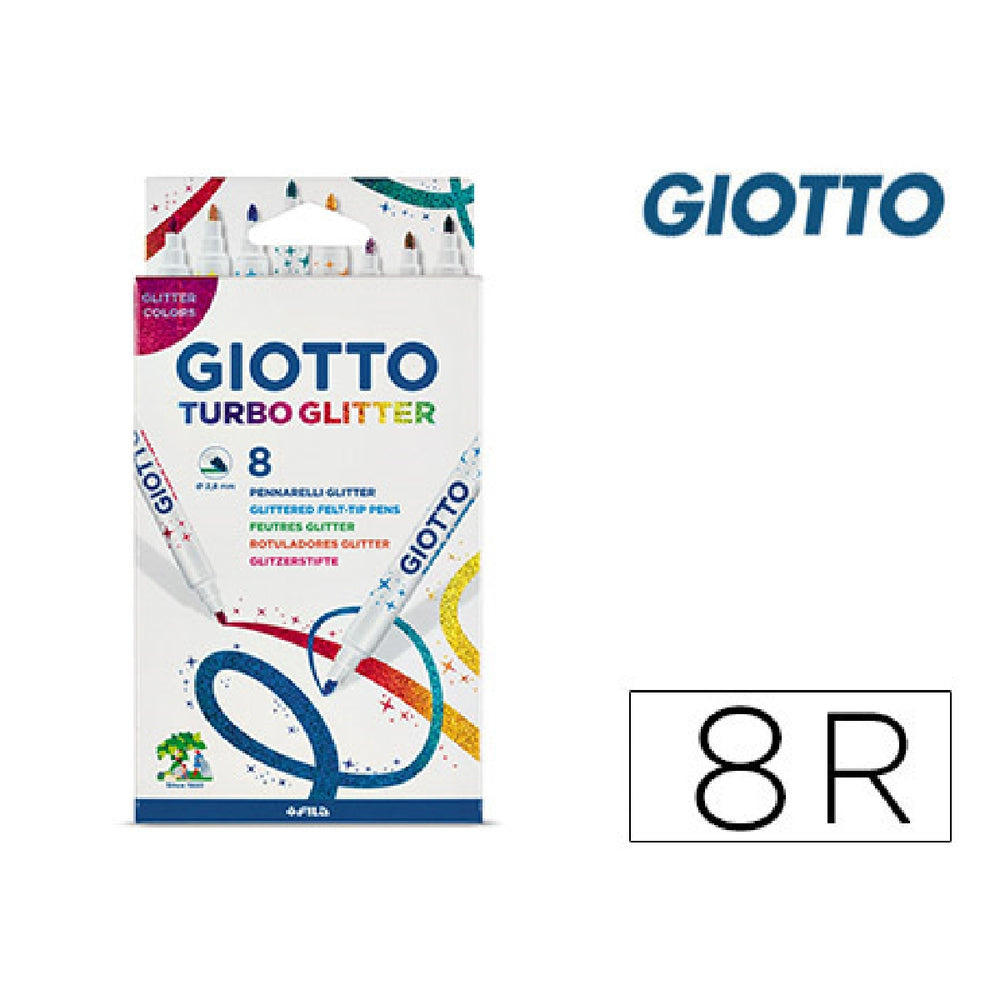 GIOTTO - Rotulador Giotto Turbo Glitter Purpurina Caja de 8 Unidades