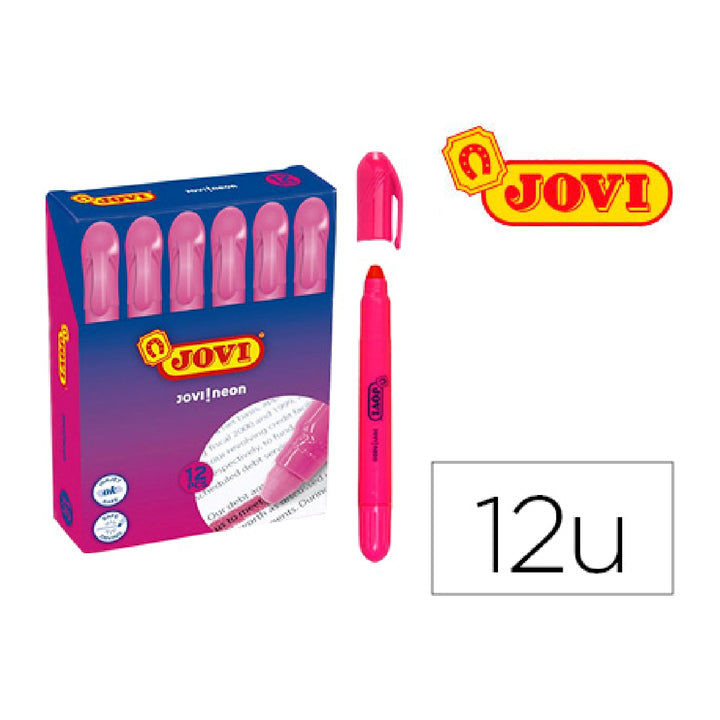 JOVI - Marcador de Cera Gel Jovi Fluorescente Rosa Caja de 12 Unidades
