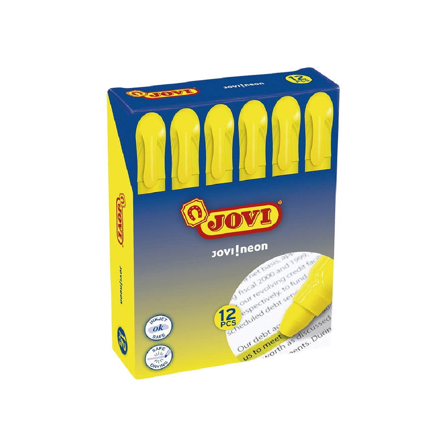 JOVI - Marcador de Cera Gel Jovi Fluorescente Amarillo Caja de 12 Unidades