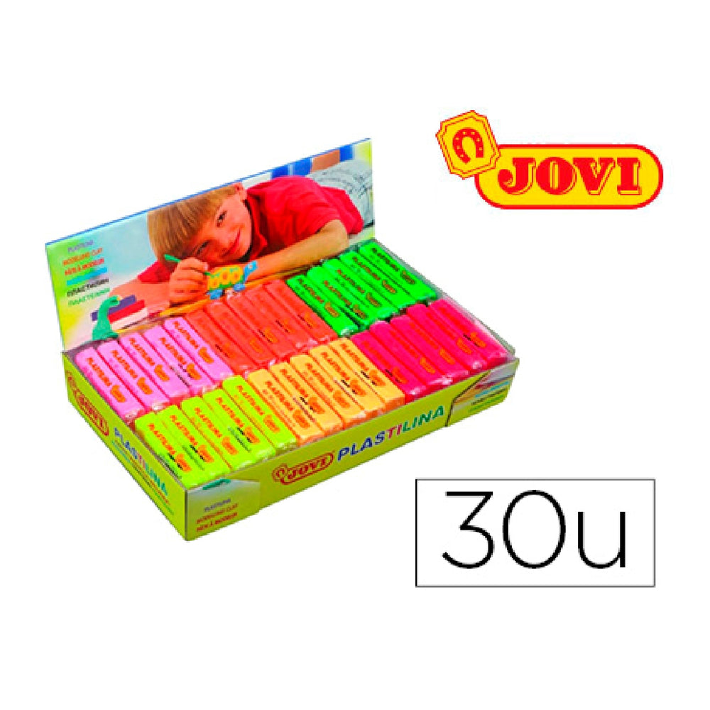 JOVI - Plastilina Jovi 70f Tamano Pequeno Caja de 30 Unidades Colores Fluorescentes Surtidos