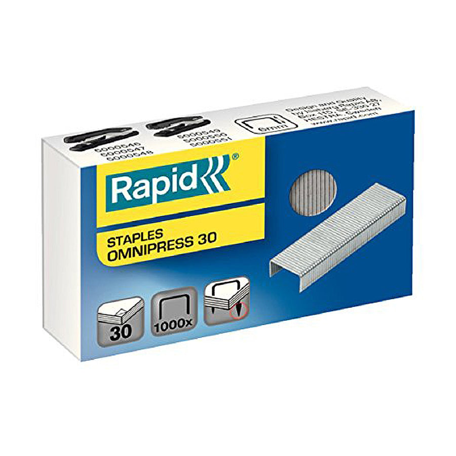 RAPID - Grapas Rapid Omnipress 30 Galvanizadas Caja de 1000 Unidades