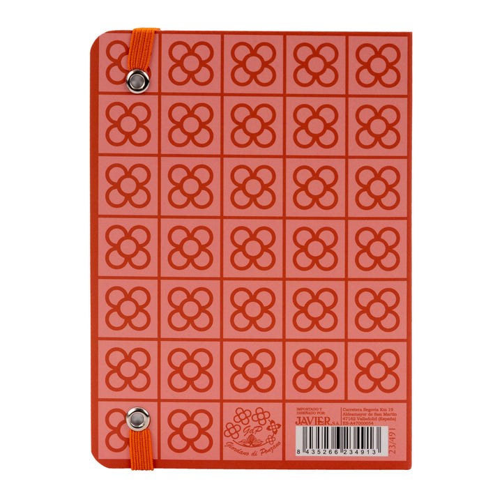 JAVIER Panot - Libreta de Notas A6 con Cubiertas Rígidas y Marca Páginas. Rojo