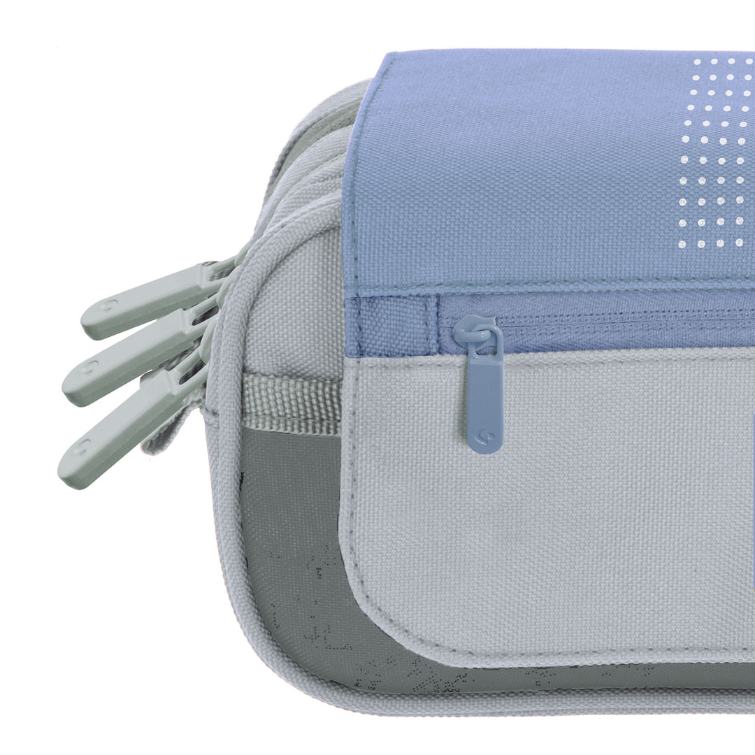 Grafoplás - Estuche Küru3 Portatodo Triple con Solapa para Material Escolar. Azul