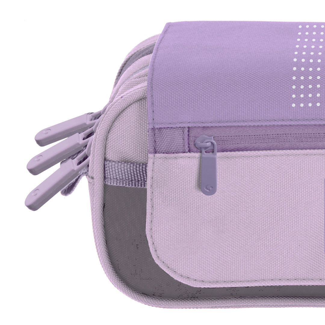 Grafoplás Kuru - Estuche Portatodo Triple con Solapa para Material Escolar. Lavanda