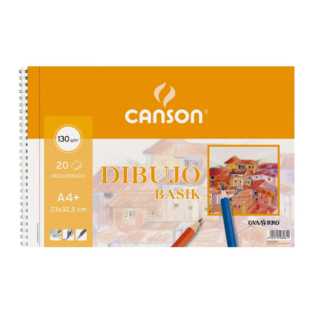 CANSON - Bloc de Dibujo Basik Espiral 20 hojas Microperforado 2 Taladros.