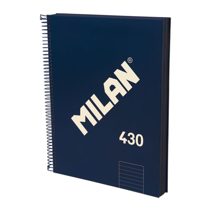 MILAN 430 - Cuaderno A4 Espiral y Tapa Dura. Papel Pautado 120 Hojas 95gr Azul