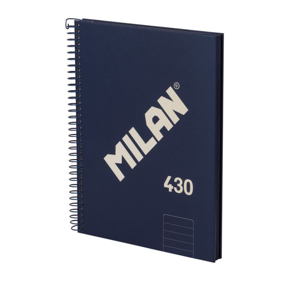 MILAN 430 - Cuaderno A5 Espiral y Tapa Dura. Papel Pautado 80 Hojas 95gr Azul