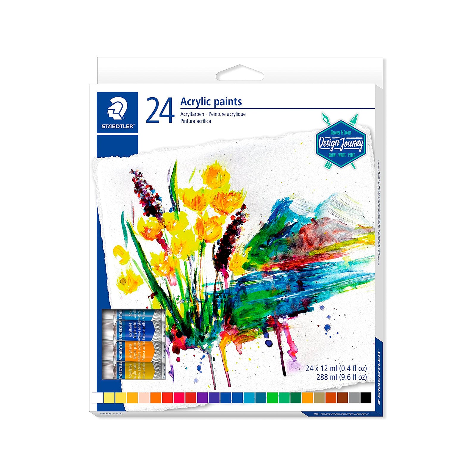 STAEDTLER Design Journey - Set de 24 Tubos de Pintura Acrílica en Colores Surtidos