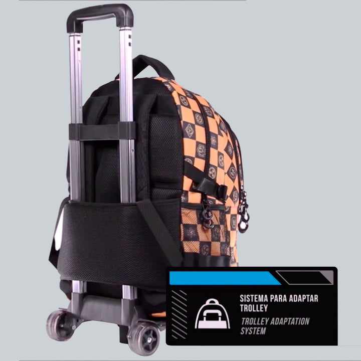 Karactermania - Carro Trolley Negro para Mochilas Escolares con 2 ruedas y Tirador Telescópico