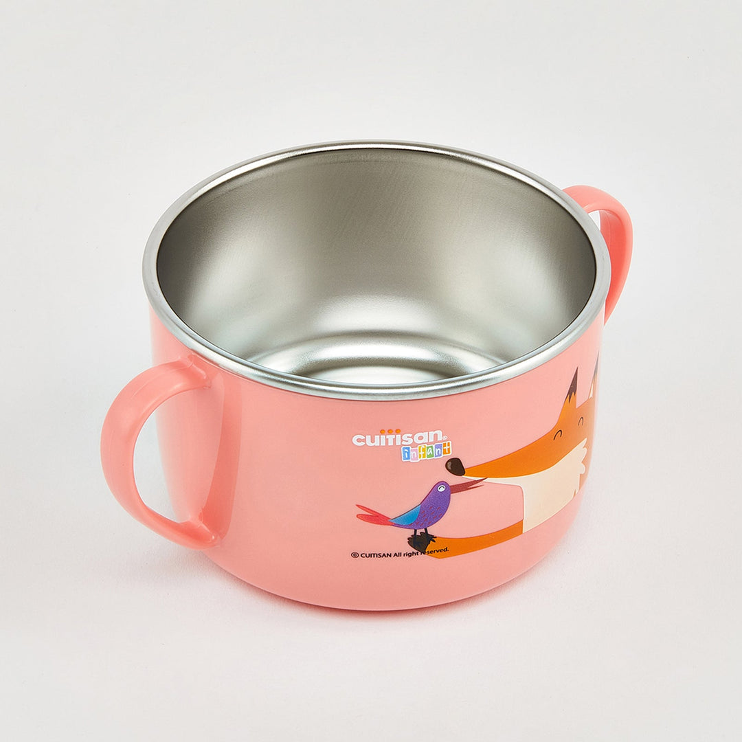 Cuitisan Baby - Taza Infantil de 0.65L en Acero con Tapa y Doble Asa Apta Microondas. Rosa