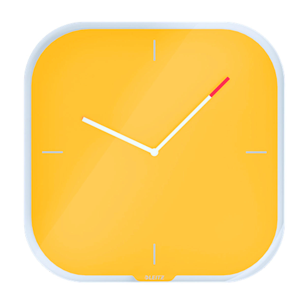 LEITZ Cosy - Reloj de Pared Analógico y Silencioso, Incluye Rotulador. Amarillo