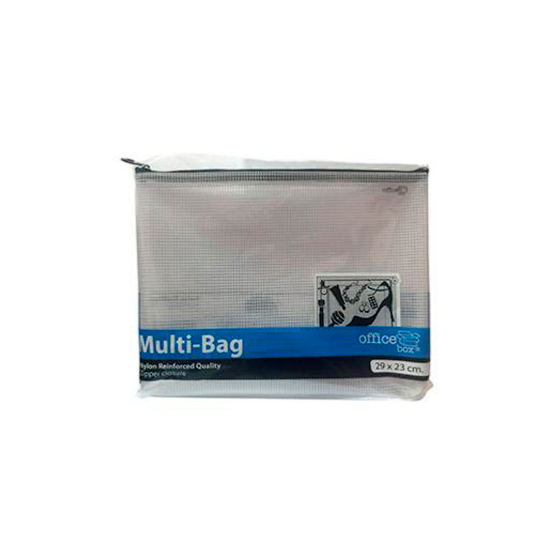 Office Box - Bolsa Multiusos Multi Bag B5 Transparente con Cierre de Cremallera