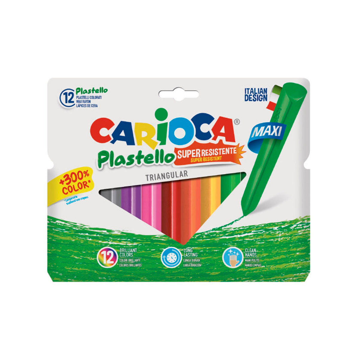 CARIOCA Pastello - Pack de 12 Plasticeras, Maxi y Super Resistentes, Colores Surtidos 