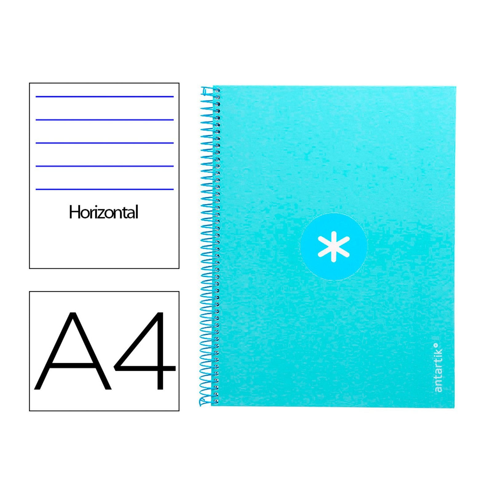 Antartik - Cuaderno Espiral A4 Micro Tapa Dura 80h 90gr Raya 5mm 1 Banda 4 Tal. Celeste