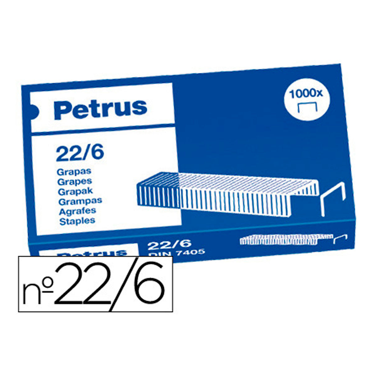 PETRUS - Grapas nº22/6 Cobreadas Caja de 1000 Unidades