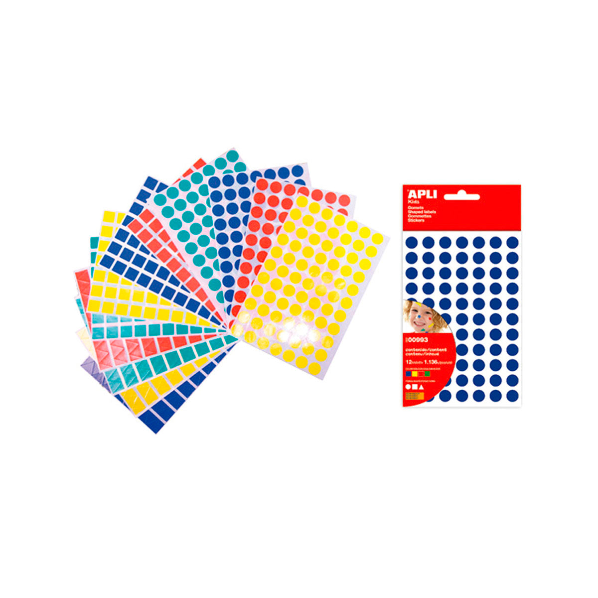 APLI - Gomets Autoadhesivo Multicolor, 822 Unidades
