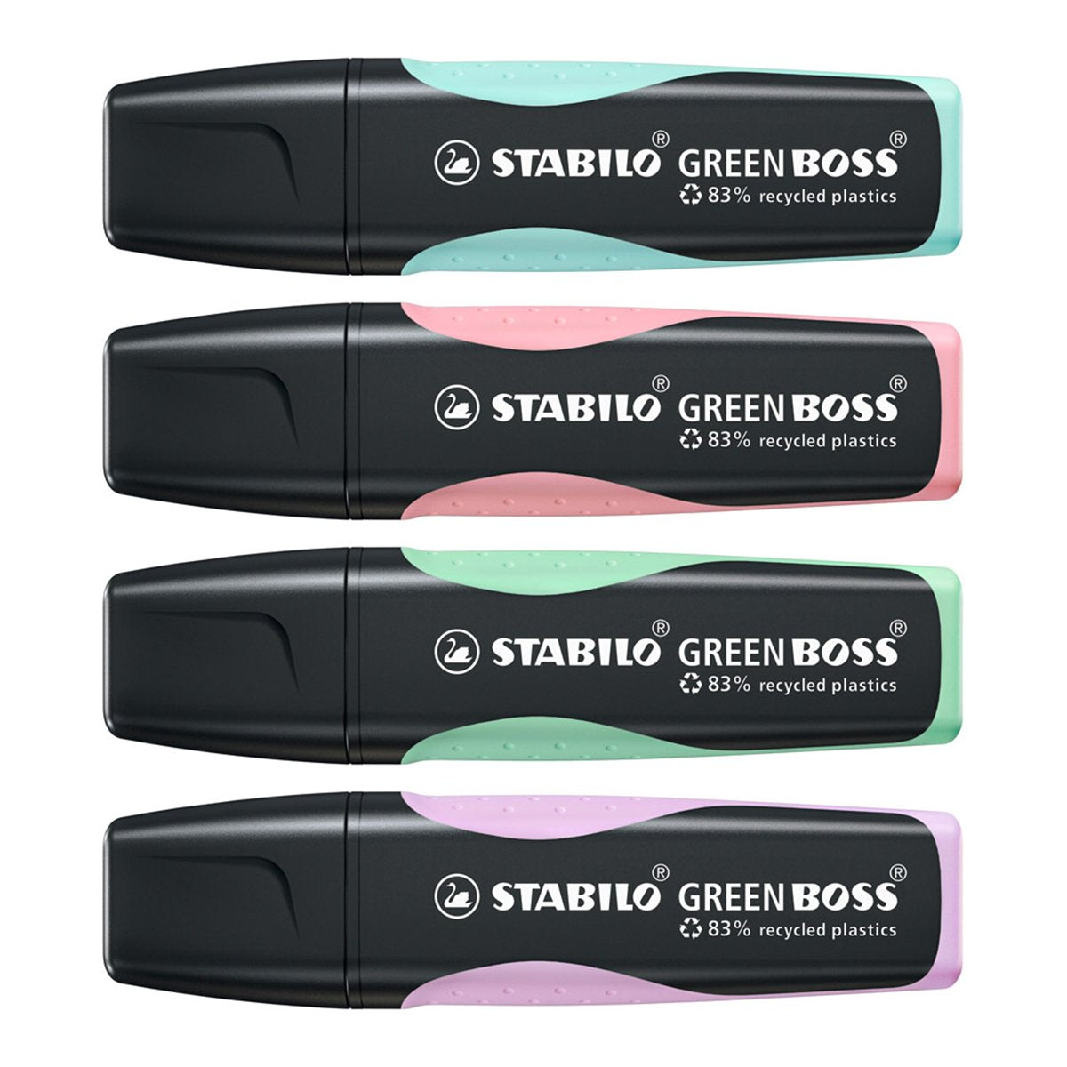 STABILO 6070/4-2 - Estuche de 4 Marcadores Fluorescentes Ecológicos GREEN BOSS Pastel
