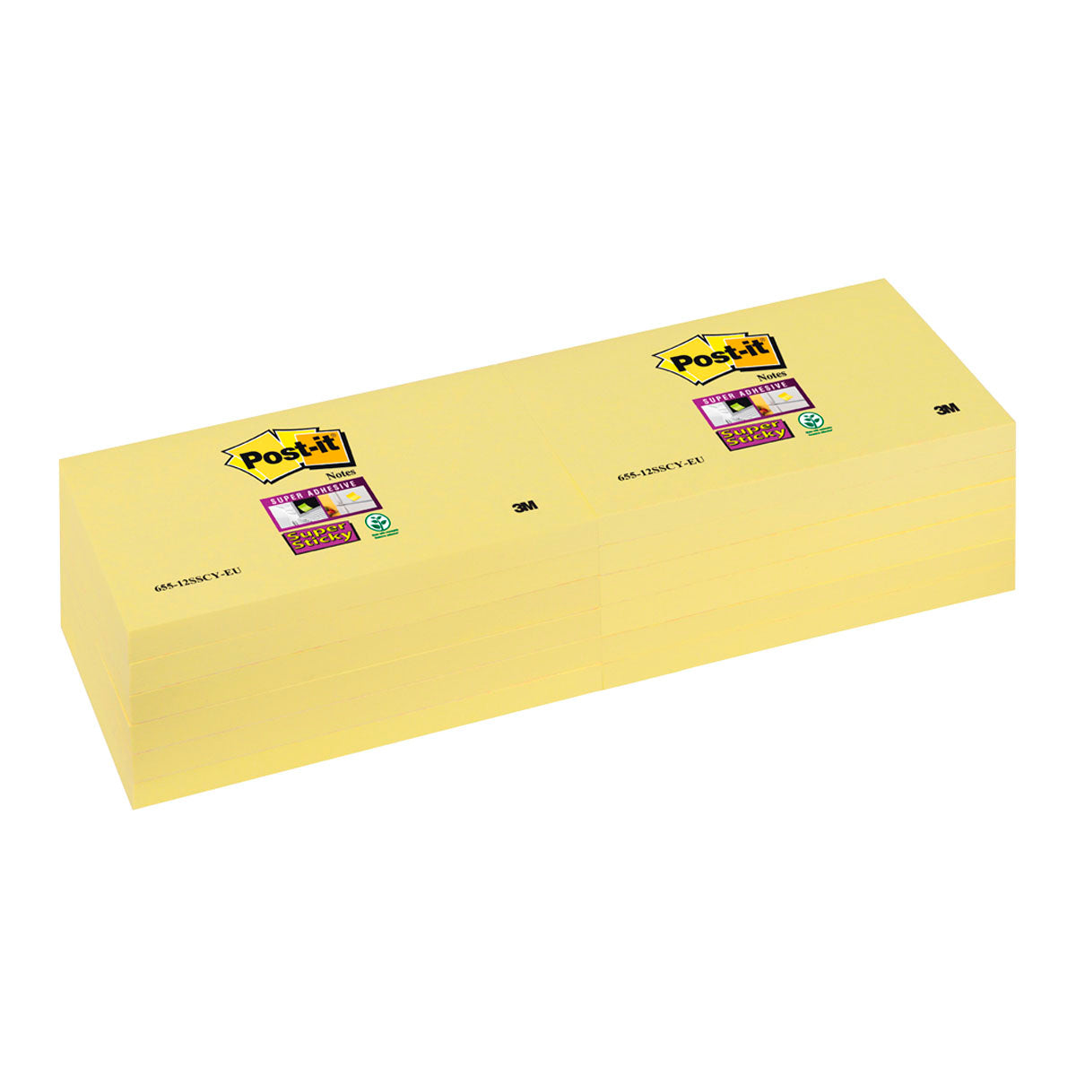 POST-IT - Bloc de Notas Adhesivas Super Sticky 76 x 76 mm 12 Bloc x 100 hojas Amarillo Canario