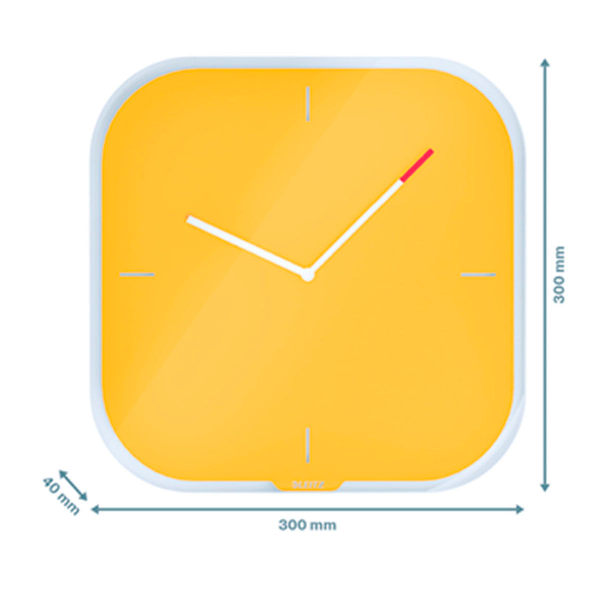 LEITZ Cosy - Reloj de Pared Analógico y Silencioso, Incluye Rotulador. Amarillo
