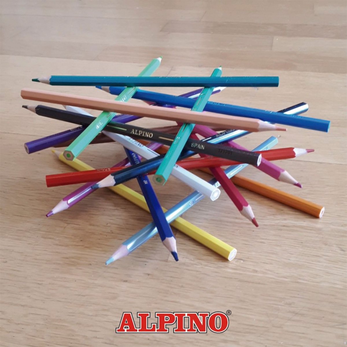 ALPINO - Estuche de 12 Lápices de Colores Escolares con Bandeja Deslizable, sin Madera